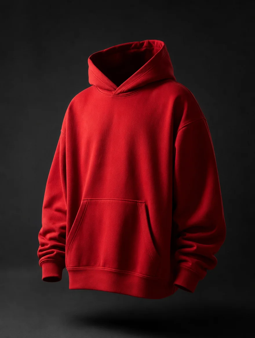Oversized heavyweight hoodie in crimson