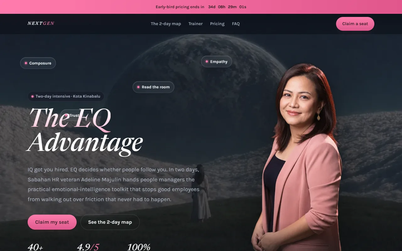The EQ Advantage trainer funnel demo