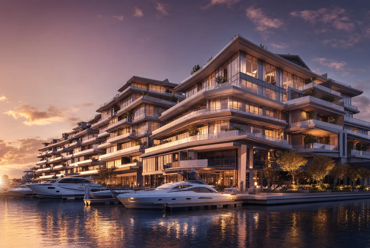 Render of the Marina Suites waterfront residences